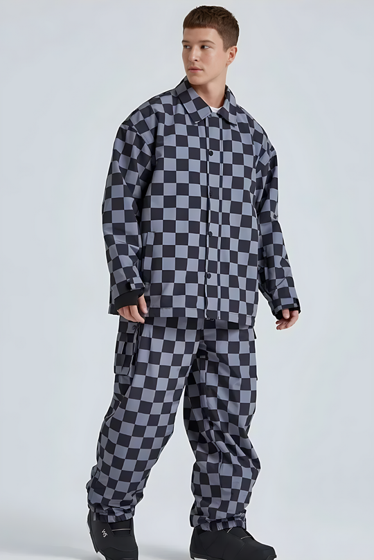 OV1 - Checkered Baggy Snow Pants - Unisex