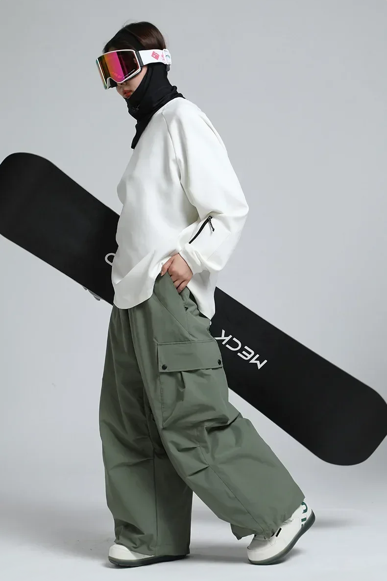 KY10 - Womens Olive Baggy Snowboard Pants 2