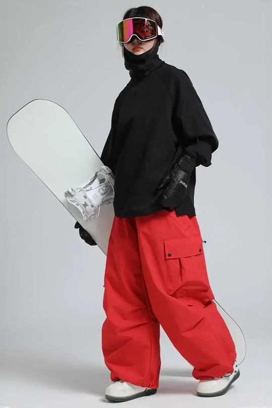 KY10 - Womens Red Baggy Snowboard Pants 2