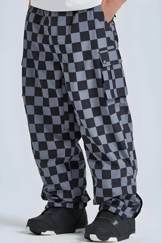 OV1 - Checkered Baggy Snow Pants - Unisex