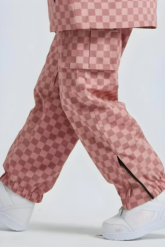 OV1 - Checkered Baggy Snow Pants - Unisex