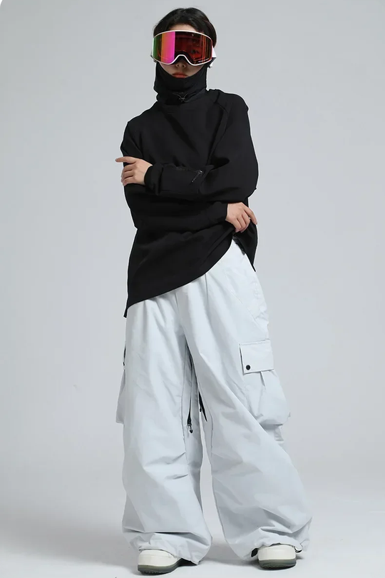 KY10 - Womens White Baggy Snowboard Pants 1